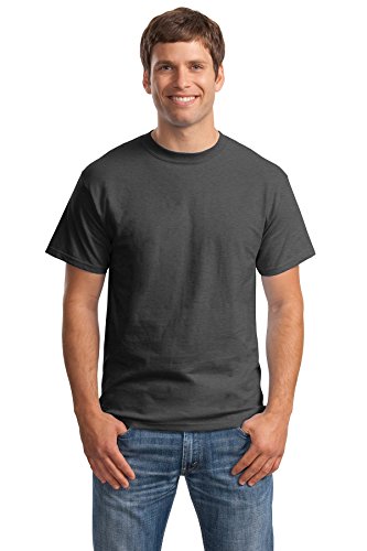 Hanes Beefyt Herren-T-Shirt, klassisch, schwer, Baumwolle, Rundhalsausschnitt, geräumige Passform, 1 oder 2 Stück, erhältlich in groß, Charcoal Heather 2er-Pack, L von Hanes