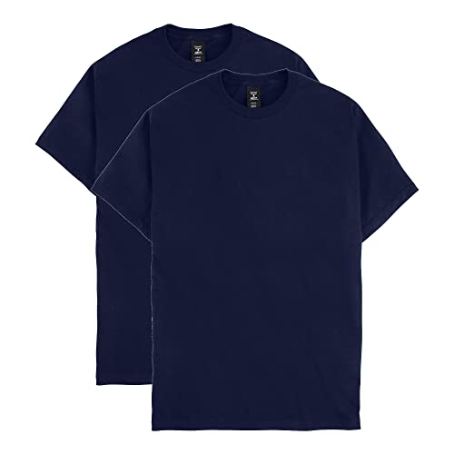 Hanes Beefy Herren-T-Shirt, kurzärmelig, Vorteilspack, 2er-Pack (erhältlich in hoch), Navy, Large Hoch von Hanes