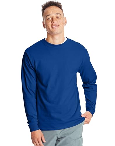 Hanes Beefy Langarm-Shirt für Herren (1er- und 2er-Pack-Option), Deep Royal – 2er-Pack, 3X-Large (Pack of 2) von Hanes
