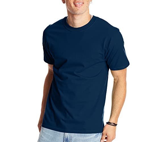 Hanes Beefy-T Herren-T-Shirt, schwere Baumwolle, Rundhalsausschnitt, 1 oder 2er-Pack, erhältlich in großen Größen, Marineblau, 1 Stück, 4X-Groß von Hanes