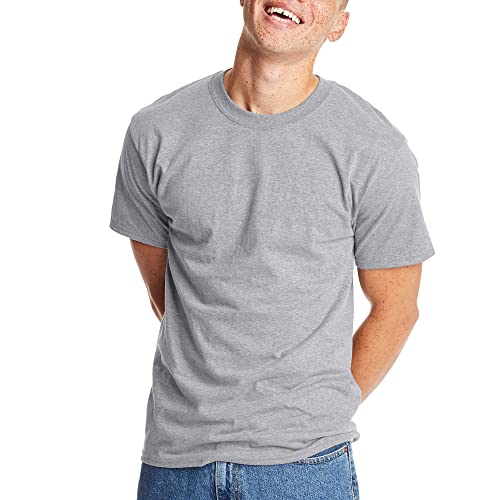 Hanes Beefyt Herren-T-Shirt, schwere Baumwolle, Rundhalsausschnitt, 1 oder 2er-Pack, erhältlich in großen Größen, Leichter Stahl, 1 Stück, Mittel von Hanes