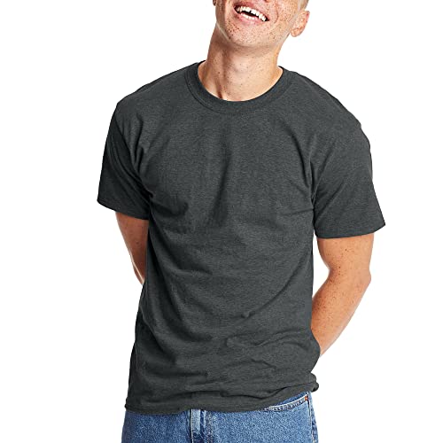 Hanes Beefyt Herren-T-Shirt, schwere Baumwolle, Rundhalsausschnitt, 1 oder 2er-Pack, erhältlich in großen Größen, Charcoal Heather – 1er-Pack, XL von Hanes