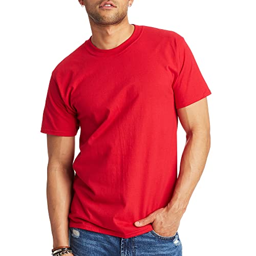Hanes Beefyt Herren-T-Shirt, schwere Baumwolle, Rundhalsausschnitt, 1 oder 2er-Pack, erhältlich in großen Größen, Dunkelrot, 1 Stück, XX-Large von Hanes