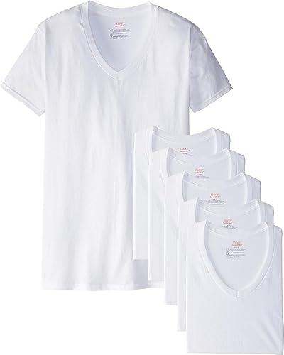 Hanes Best 6-Pack V-Neck T-Shirt, Weiss/opulenter Garten, Mittel von Hanes