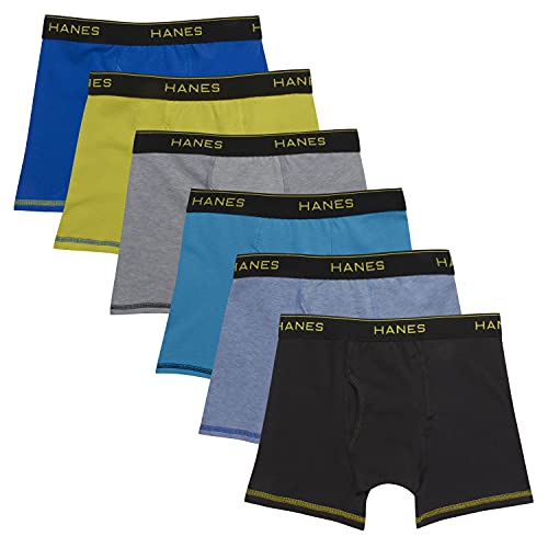 Hanes Big Boys' Cool Comfort Breathable Mesh Boxer Brief 6-Pack, Assorted, Medium von Hanes