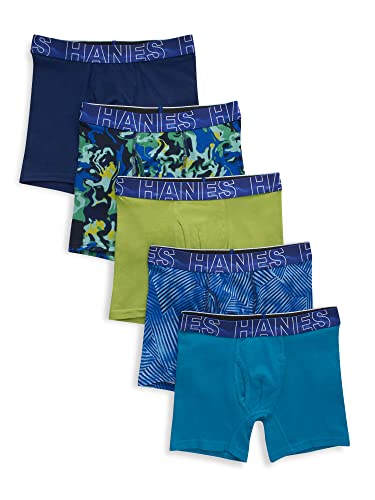 Hanes Boxershorts f r Jungen, Baumwolle, Stretch, 5er-Pack, Sortiert, L von Hanes