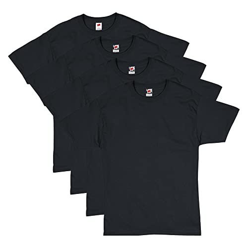 Hanes Essentials Herren-T-Shirt, kurzärmelig, Vorteilspack, 4 Stück, schwarz, Groß von Hanes