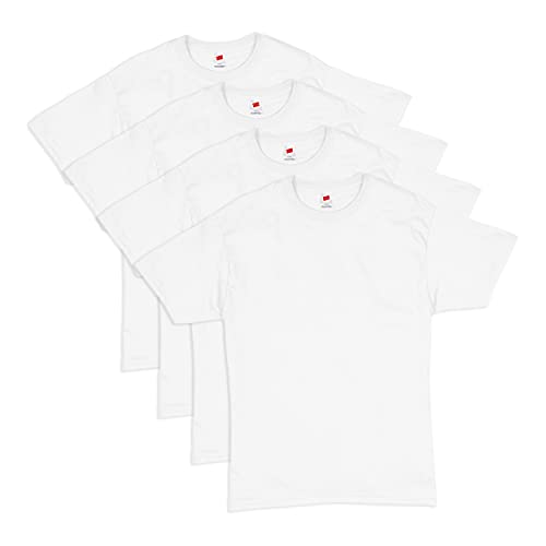 Hanes Herren Essentials Kurzarm-T-Shirt Vorteilspack, weiß 4er Pack, Mittel von Hanes