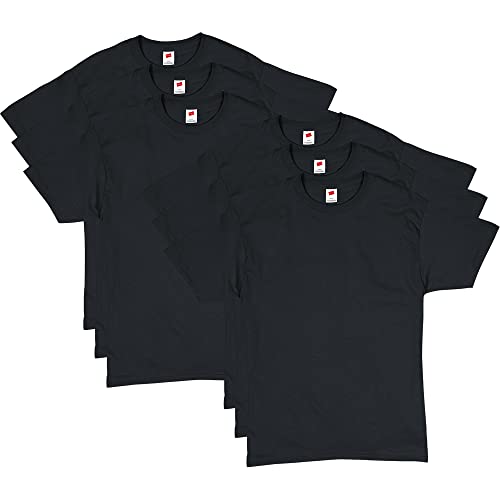 Hanes Herren Essentials T-Shirt Mit Kurzen Ärmeln, 6 Stück Athletic-Shirts, Schwarz 6er Pack, L EU von Hanes