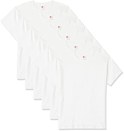 Hanes Herren Essentials T-Shirt Mit Kurzen Ärmeln, 6 Stück Athletic-Shirts, Weiß, M EU von Hanes