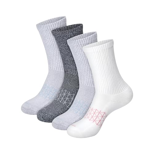 Hanes Damen Binding Crew, Absolute Wellness Non-restrictive Cushioned for Women, 4-Pack Socken, schwarz/grau/weiß, 37-42 EU (4er Pack) von Hanes