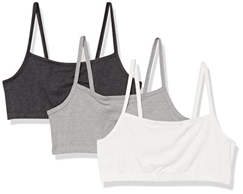 Hanes Damen String, Low Impact, kühlender Stretch-Baumwoll-Bralette, 3er-Pack BH, Sky Grey Heather/Concrete Heather/White, Medium von Hanes