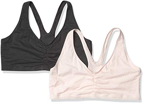 Hanes Damen Cooling Comfort Wireless Bralette Pack, X-Temp Wirefree Racerback Bra, 2-Pack BH, Undurchsichtige, Helles Buff/Gravel Grey Heather, X-Large (2er von Hanes