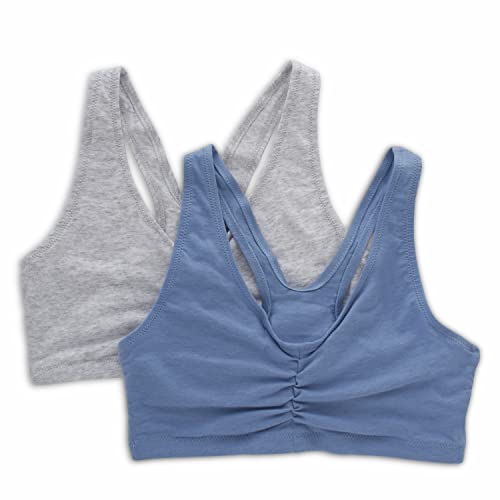 Hanes Damen Cooling Comfort Wireless Bralette Pack, X-Temp Wirefree Racerback Bra, 2-Pack BHS, Undurchsichtige, Heather Grey/Denim Blue Heather, XX-Large (2er von Hanes