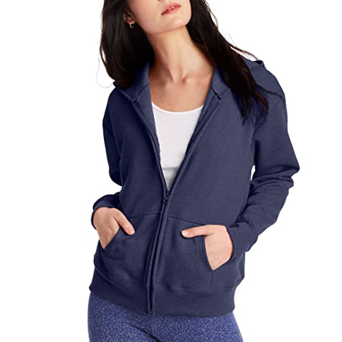 Hanes Damen EcoSmart Full-Zip Hoodie Sweatshirt, Marineblau meliert, X-Large von Hanes
