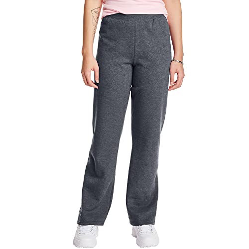 Hanes Damen Sweatpants mit offenem Bein, EcoSmart Fleece-Sweatpants, Regular & Petite, Slate Heather, Small, Schiefer-Heather, S von Hanes
