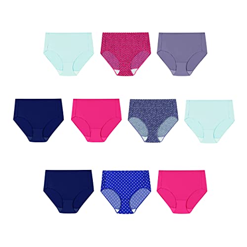 Hanes Damen Mikrofaser-höschen, Feuchtigkeitsableitende Stretch-unterwäsche, 10 Stück Variieren Slip, 10er-Pack Slips, 7 von Hanes