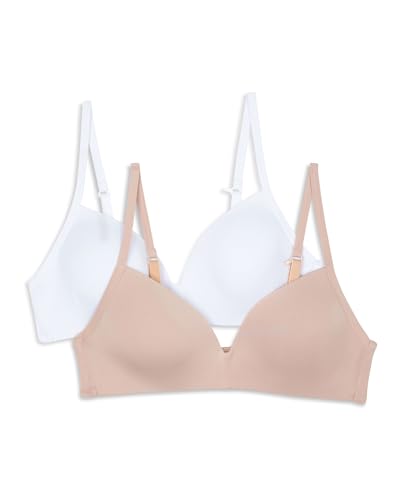Hanes Damen Molded Wirefree Bra 2 Pack BH, Nude/Weiß, 70A (2er Pack) von Hanes
