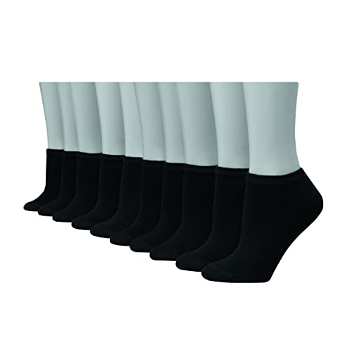 Hanes Damen Weiche, feuchtigkeitsableitende, erhältlich in 10er-und 14er-Packungen Socken, Schwarz, 10 Stück, 37-42 EU Pack von Hanes