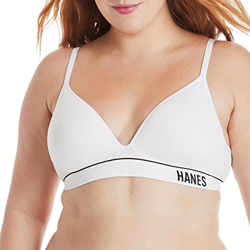 Hanes Damen Originals Contour Wireless Seamless Rib Bralette ComfortFlex Fit, Weiss/opulenter Garten, Medium von Hanes