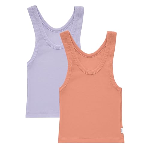 Hanes Damen Originals Rib Crop Tank 2-Pack, Comfywear Stretch Cotton Cropped Top Pyjamaoberteil, Cameo Stone Pink/Vega Violet, Groß (2er Pack) von Hanes