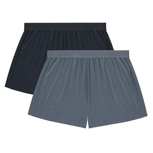 Hanes Damen Originals Schlaf, 2er-Pack, Comfywear Superweiche Lounge-Shorts, 8,3 cm Pyjamaunterteil, Schwarz/Stargazer-Grau, Klein von Hanes