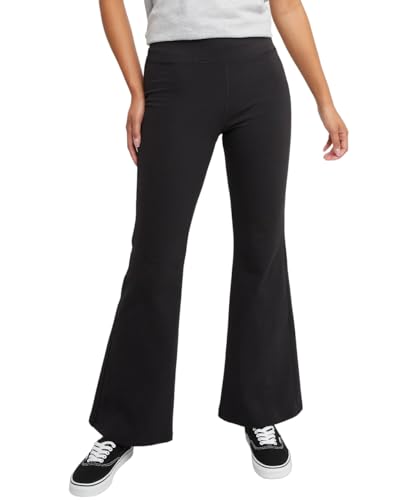 Hanes Damen Originals Stretch-Jersey-Hose mit ausgestelltem Bein, Glockenunterteil Leggings, Schwarz, S von Hanes