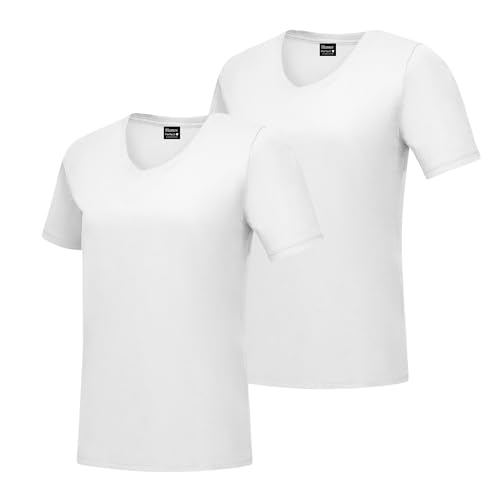 Hanes Damen Perfect V-Ausschnitt, Baumwolle, Kurzärmelig, 1er Oder 2er-Pack T-Shirt, Weiß, Groß von Hanes