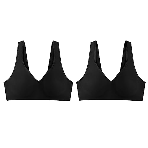 Hanes Damen SmoothTec ComfortFlex Fit Bügelloser Mhg796 BH, Undurchsichtige, Schwarz/Schwarz, 2er-Pack, XX-Large von Hanes