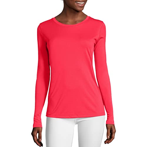 Hanes Damen Sport Cool Dri Performance Langarm T-Shirt, Neon-Pink, Klein von Hanes