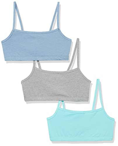 Hanes Damen String, Low Impact, kühlender Stretch-Baumwoll-Bralette, 3er-Pack BH, Jeansjacke/Concrete Heather/Ultra Blue, X-Large von Hanes