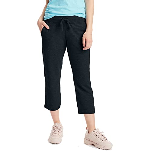 Hanes Damen Sweatpants French Terry Capris Damen Capri Jogger, Schwarz, S von Hanes