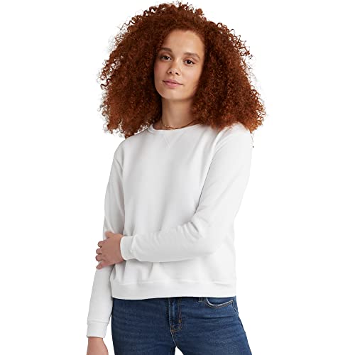 Hanes Damen EcoSmart Crew Sweatshirt Hemd, Weiß, Medium von Hanes