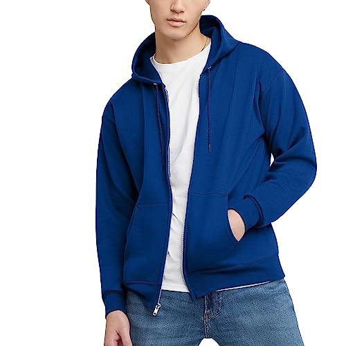 Hanes EcoSmart Herren-Kapuzenpullover, Fleece, mit Reißverschluss, Deep Royal, Small von Hanes