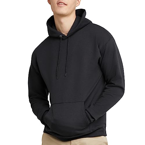 Hanes Herren Sweatshirt EcoSmart Fleece Hoodie Baumwollmischung Fleece Kapuzenpullover Plüsch Fleece Pullover Hoodie, schwarz, Large von Hanes