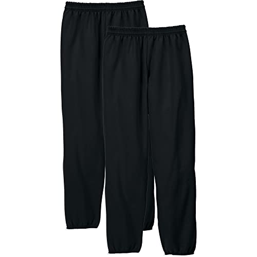 Hanes Herren Jogginghose, EcoSmart Best Sweatpants für Herren, Herren Athletic Lounge Pants mit Cinched Cuffs, Schwarz, 2 Stück, Groß von Hanes