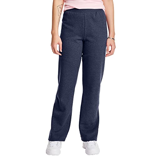 Hanes EcoSmart Petite Damen Sweatpants mit offenem Beinabschluss, Marineblau meliert, Größe XL, Marineblau, meliert, X-Groß von Hanes