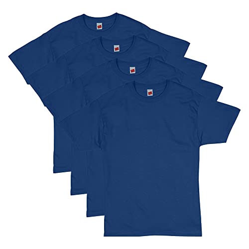 Hanes Essentials Herren T-Shirt Pack, Herren Kurzarm Tees, Crewneck Baumwolle T-Shirts für Männer, Vorteilspack, Deep Royal - 4er-Pack, L von Hanes