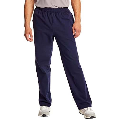 Hanes Essentials Sweatpants Herren Baumwolle Jersey Hose mit Taschen 33", Marineblau, Groß von Hanes