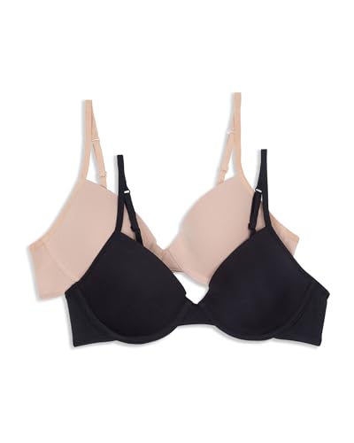 Hanes Geformter Bügel-BH für Mädchen, 2er-Pack, Schwarz / Nude, 80A von Hanes