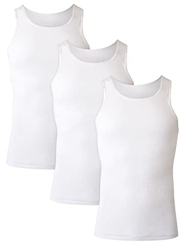 Hanes Herren Baumwolle Tank Unterhemden Pack, feuchtigkeitsableitende gerippte Tanks, leichte Baumwolle Tank Unterhemden 3er-Pack, weiß 3er Pack, 3X-Groß von Hanes