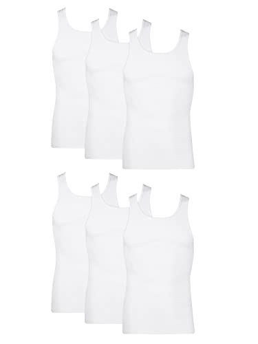 Hanes Herren 6er-Pack Tagless Cotton Tank Unterhemd, 6 Stück in Weiß, Mittel von Hanes