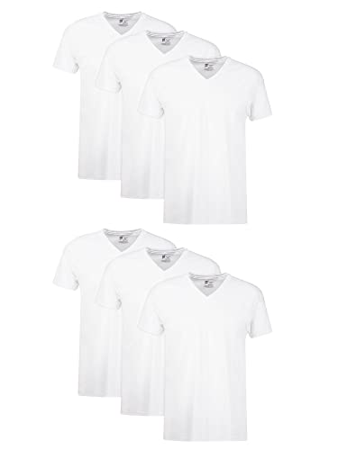 Hanes Herren 777vp6 V-Ausschnitt-T-Shirts (6 Stück) Gr. XL, weiß von Hanes