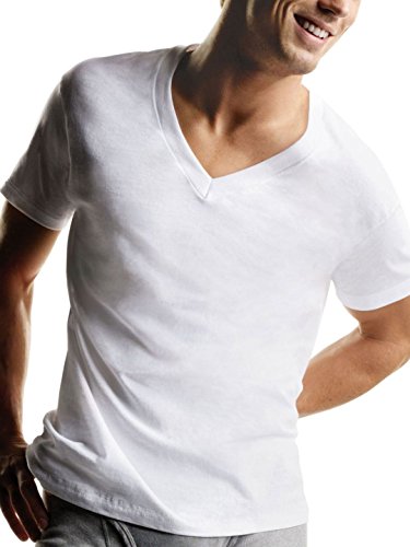 Hanes Herren 7er-Pack ComfortSoft Tagless V-Neck T-Shirt (Bonus-Pack) - Weiß - Medium von Hanes