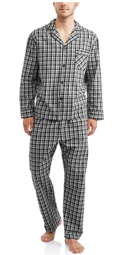 Hanes Herren 91002 Pyjamaset, Schwarz/Grau Kariert, L von Hanes