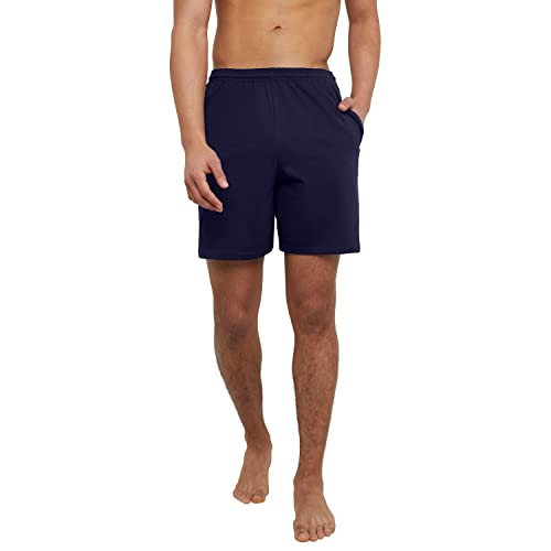 Hanes Herren Athletic Shorts, Favorite Cotton Jersey Shorts, Pull-on Knit Shorts mit Taschen, Knit Gym Shorts, 7.5 Zoll Inseam, Marineblau, Groß von Hanes