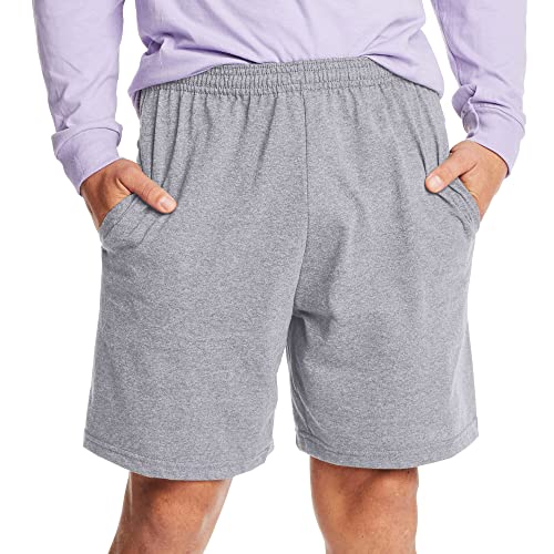 Hanes Herren Athletic Shorts Favorite Baumwolle Jersey Shorts Schlupfhose Strickshorts mit Taschen Strick Gym Shorts 19,1 cm Schrittlänge, Leichter Stahl, Groß von Hanes