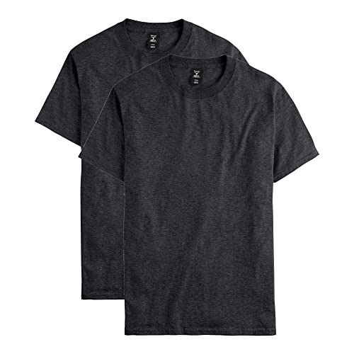 Hanes Herren Beefy, Schweres Baumwoll, 1 Größen Erhältlich T-Shirt, Charcoal Heather – 2er-Pack, 2X Hoch von Hanes