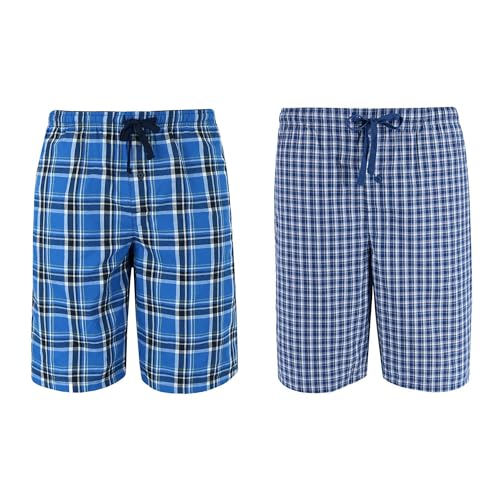 Hanes Herren Big and Tall Woven Cotton Pyjama Sleep Shorts (2er Pack), Galapagos-Blau und Marineblau, 5XL Tall von Hanes