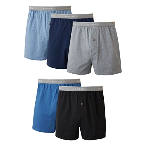 Hanes Mens Set van 5 boxershorts met vrijliggende tailleband, open tailleband boxer shorts, Stück, M EU von Hanes